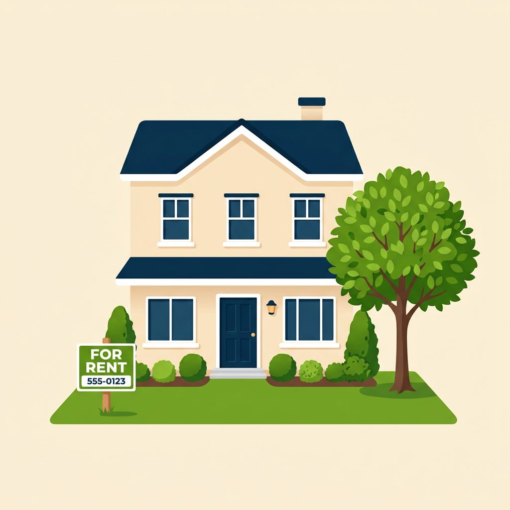 House with a for-rent sign